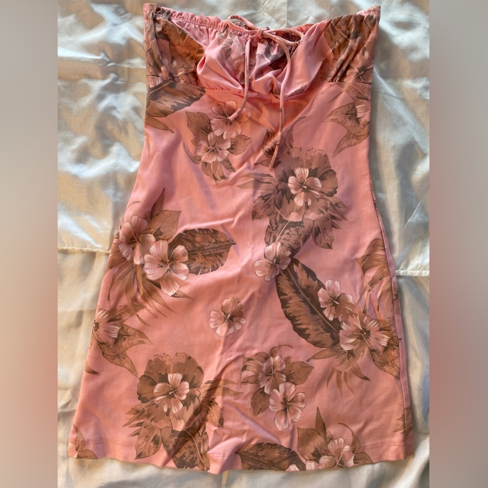 Vintage Strapless mini dress pink/floral Size Small  Excellent condition Used - Picture 7 of 8